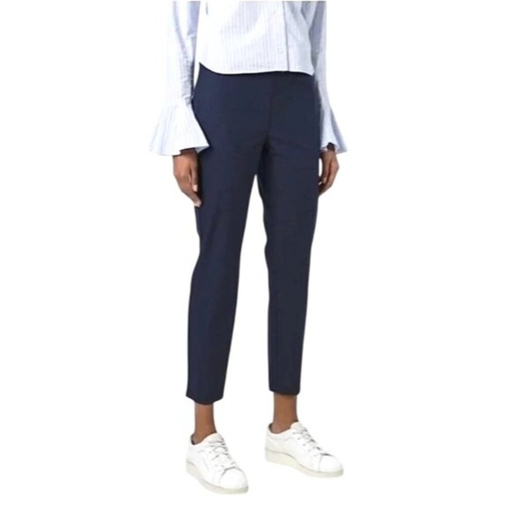 Theory Womens Treeca Navy Slim-Fit Cropped Pants Size 0